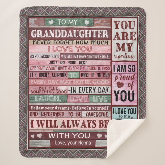 Couverture Sherpa Lettre personnalisée à ma petite-fille (Devant)