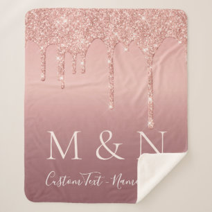 Couverture Sherpa Lettre texte personnalisée Rose Gold Couple Sherpa