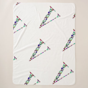 Couverture Sherpa Lettre V Monogramme