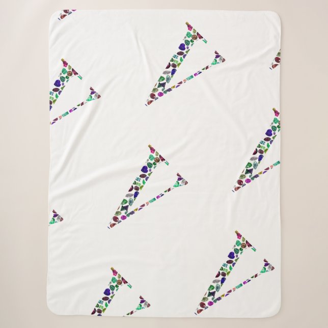 Couverture Sherpa Lettre V Monogramme (Devant)