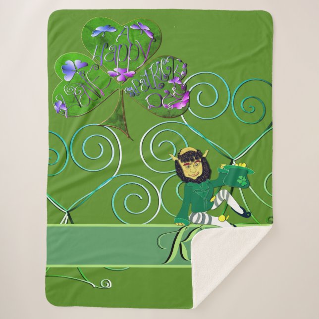 Couverture Sherpa Lettres de trèfle et lutin (Devant)