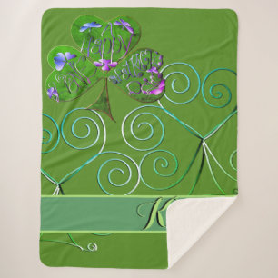 Couverture Sherpa Lettres Shamrocks fantaisistes