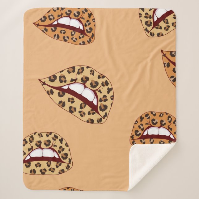 Couverture Sherpa lèvres Empreintes de léopard sans couture motif, l (Devant)