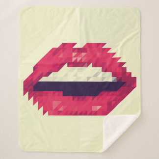 Couverture Sherpa Lèvres rouges faites de petits triangles, pixelisa