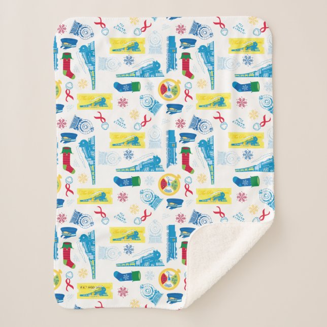 Couverture Sherpa L'Express polaire | Motif d'icône de Noël (Devant)