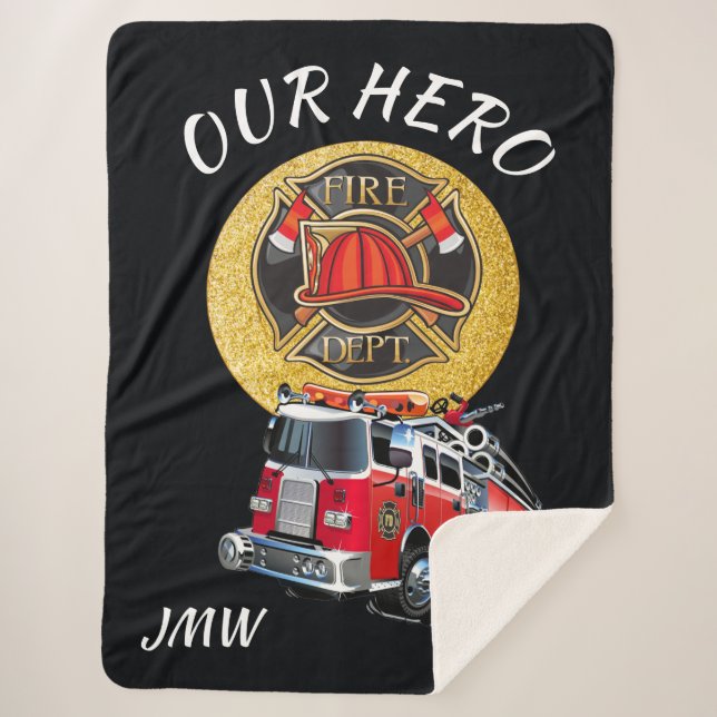 Couverture Sherpa LG Fire Dept enveloppé dans Love Sherpa Blanket (Devant)