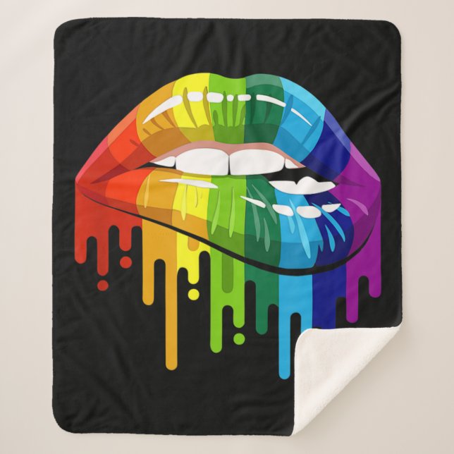 Couverture Sherpa LGBT Rainbow Lip Gay pride (Devant)