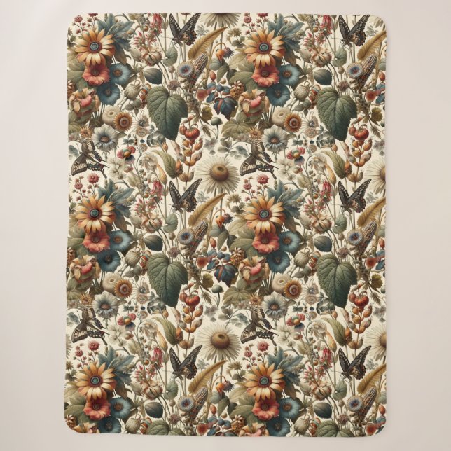 Couverture Sherpa L'harmonie de la nature : Motif sans couture botan (Devant)