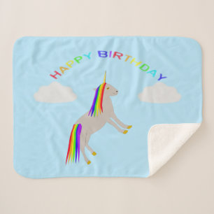Couverture Sherpa Licorne de fantaisie Anniversaire Arc-en-ciel et N