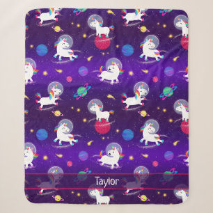 Couverture Sherpa Licornes Arc-En-Ciel Dans L'Espace Ombre Violette