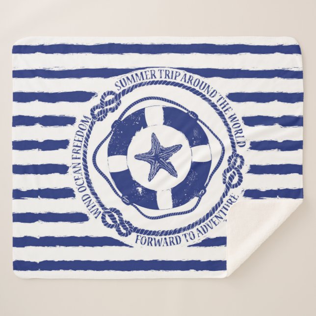 Couverture Sherpa Lifebuoy et étoiles de mer (Devant (Horizontal))