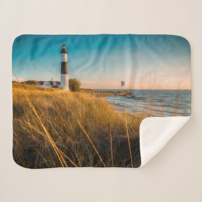 Couverture Sherpa Lighthouses | Big Sable Lighthouse Ludington (Devant (Horizontal))