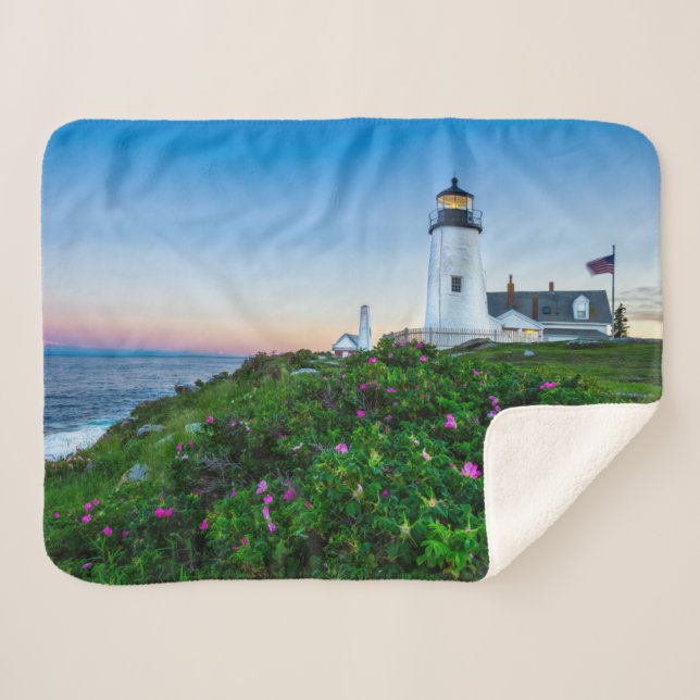 Couverture Sherpa Lighthouses | Point Lighthouse Bristol  Maine (Devant (Horizontal))