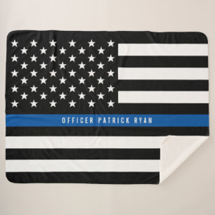 Couverture Sherpa Ligne bleue mince de la police Monogramme du drape