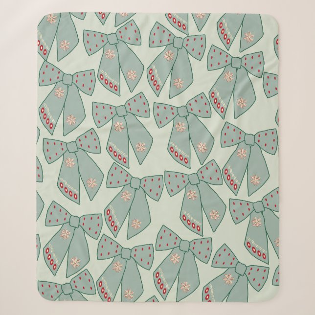 Couverture Sherpa Lignes vertes Sage (Devant)