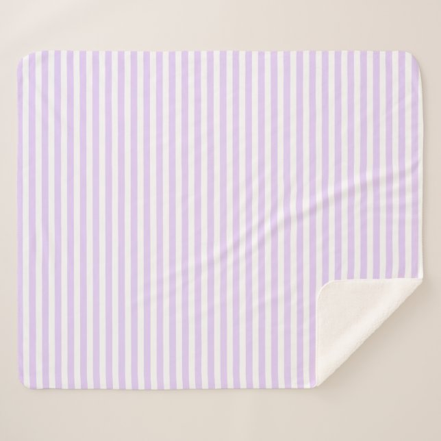 Couverture Sherpa Lilac violet et blanc bonbons rayures (Devant (Horizontal))