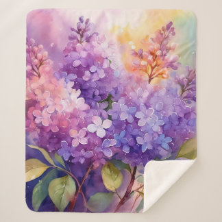 Couverture Sherpa Lilas à l'aquarelle