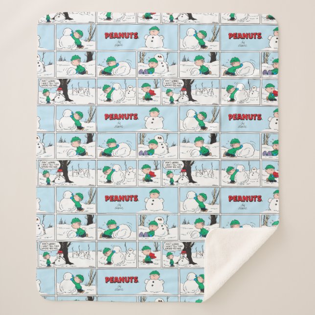 Couverture Sherpa Linus Construit Un Snowman (Devant)