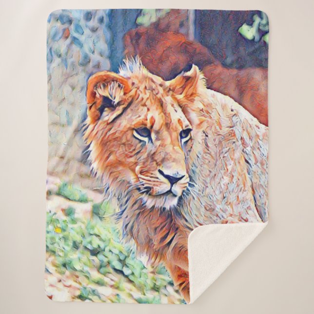 Couverture Sherpa lion d'aquarell (Devant)