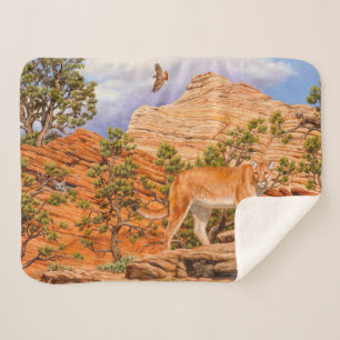 Couverture Sherpa Lion De La Montagne Cougar Dans Le Parc National D