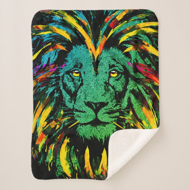 Couverture Sherpa Lion Head Dark - Lion Illustration (Devant)