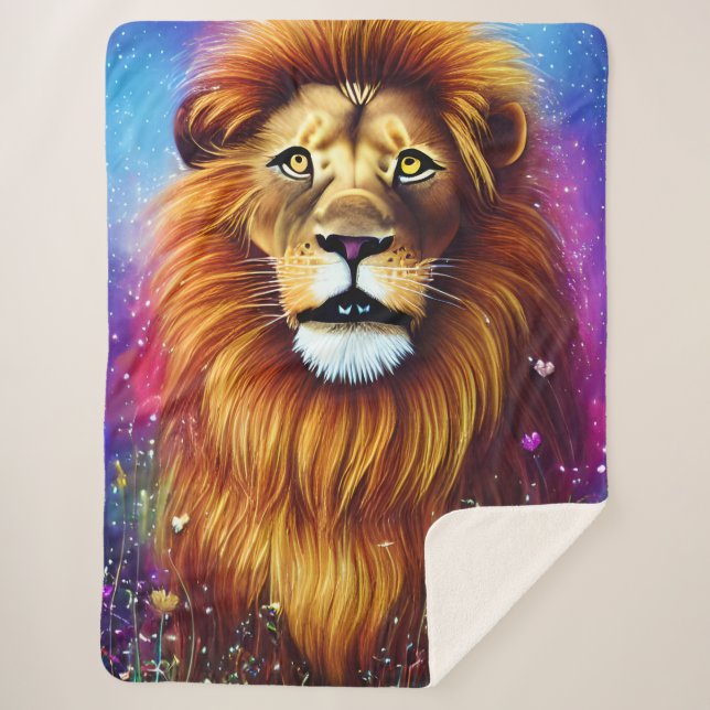 Couverture Sherpa Lion puissant (Devant)
