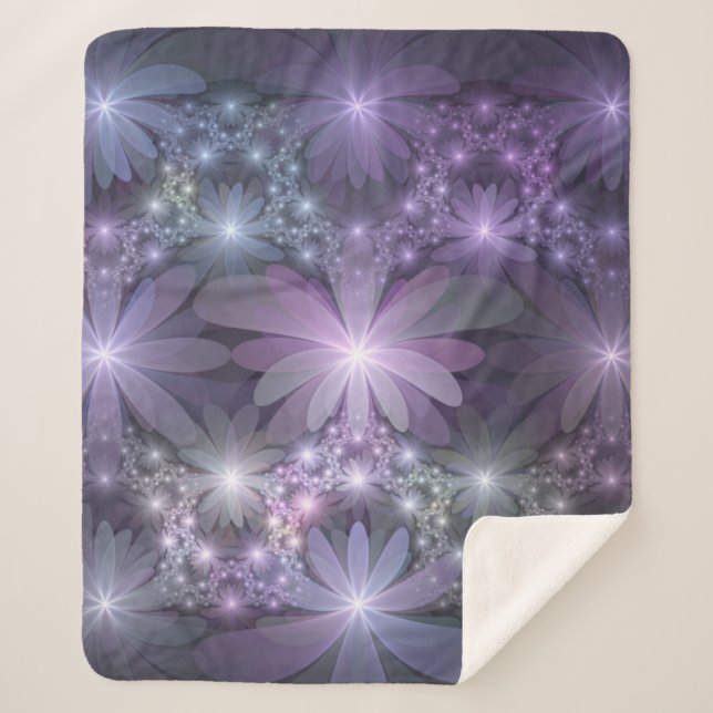 Couverture Sherpa Lit de fleurs tendance brillant art fractal abstra (Devant)