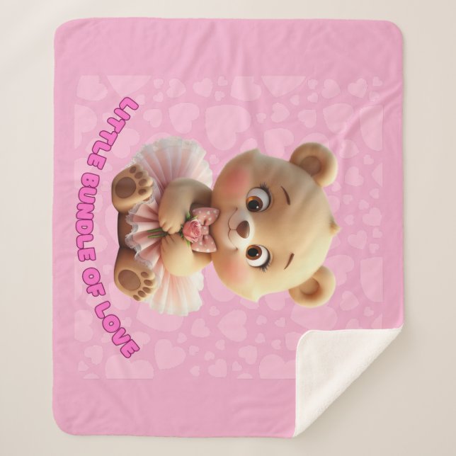Couverture Sherpa Little Bundle of Love – Cute Baby Bear in Tutu Des (Devant)
