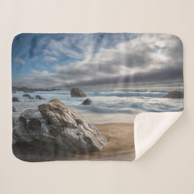 Couverture Sherpa Littoral | Stormy Big Sur, Californie (Devant (Horizontal))