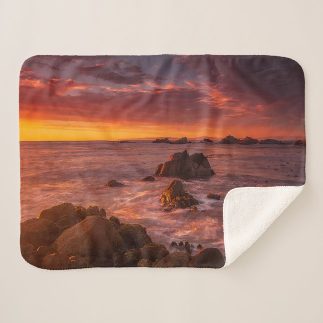 Couverture Sherpa Littoral | Sunset Pacific Grove Carmel California (Devant (Horizontal))