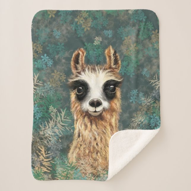 Couverture Sherpa Llama pour bébé curieux - mignonne (Devant)
