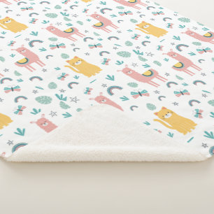 Couverture Sherpa Llamas Chats Alapaca Rose Girls Animaux Boho