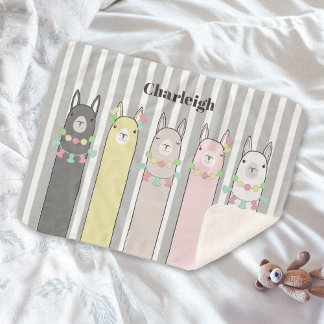 Couverture Sherpa Llamas colorées personnalisées Cute Animal Kids