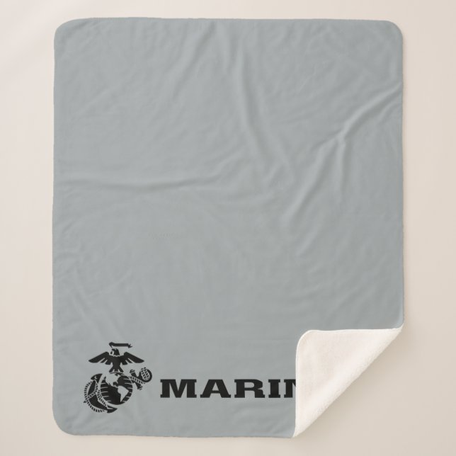 Couverture Sherpa Logo en noir empilé USMC (Devant)