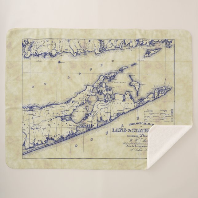 Couverture Sherpa Long Island The Hamptons Map Distresse (Devant (Horizontal))