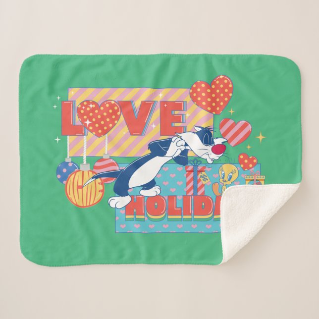 Couverture Sherpa LOONEY TUNES™ | SYLVESTER™ & TWEETY™Love Holidays (Devant (Horizontal))
