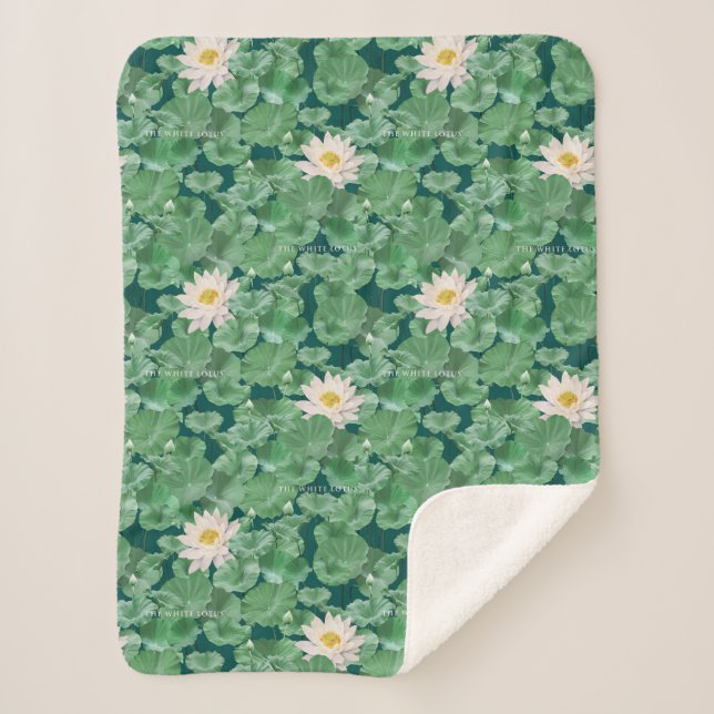 Couverture Sherpa Lotus Lagoon Motif - Le Lotus Blanc (Devant)