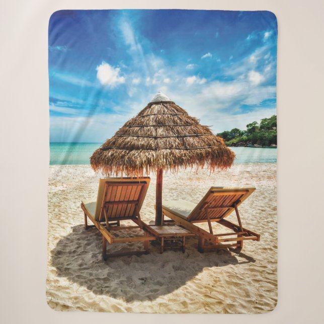 Couverture Sherpa Lounge on beach throw pillow (Devant)