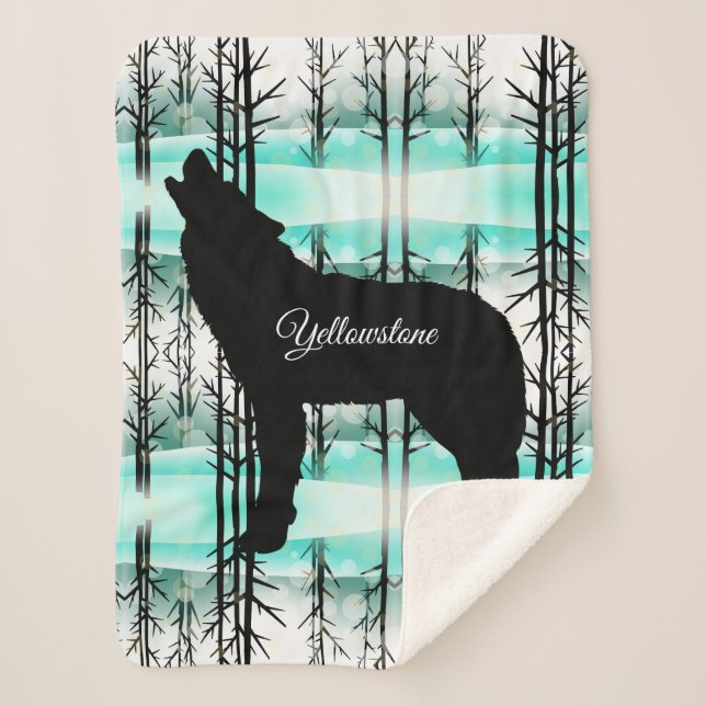 Couverture Sherpa Loup de Sherpa Blanket-Yellowstone (Devant)