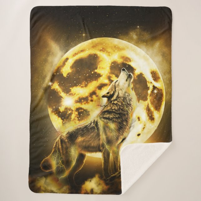 Couverture Sherpa Loup d'or (Devant)