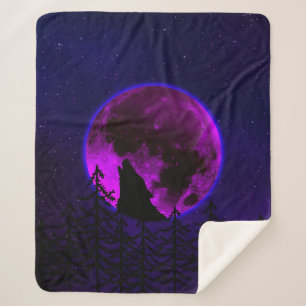 COUVERTURE SHERPA LOUP HURLANT LUNE MAGENTA  