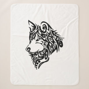 Couverture Sherpa Loup tribal