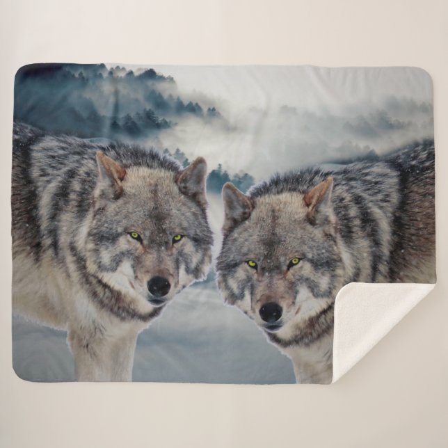 Couverture Sherpa Loups (Devant (Horizontal))