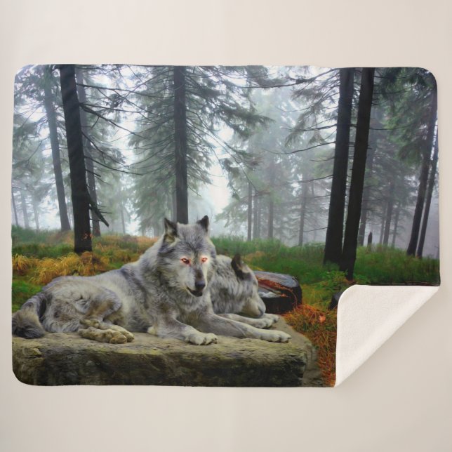 Couverture Sherpa Loups (Devant (Horizontal))
