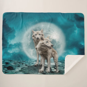 Couverture Sherpa Loups blancs