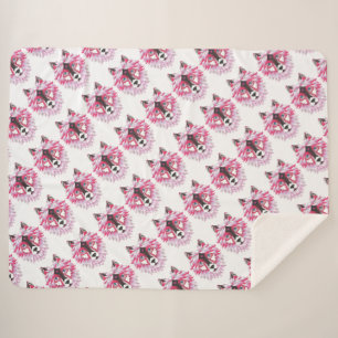 Couverture Sherpa Loups roses