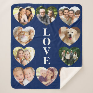 Couverture Sherpa Love 10 Photo Collage Bleu
