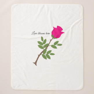 Couverture Sherpa Love Blooms Here Retro Pink Rose Sherpa Blanket