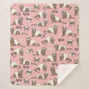 Couverture Sherpa Love Ferrets - Pink Sherpa Blanket