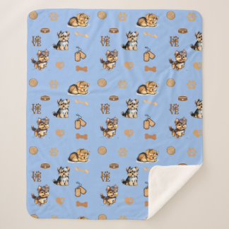 Couverture Sherpa Love My Yorkie Blue